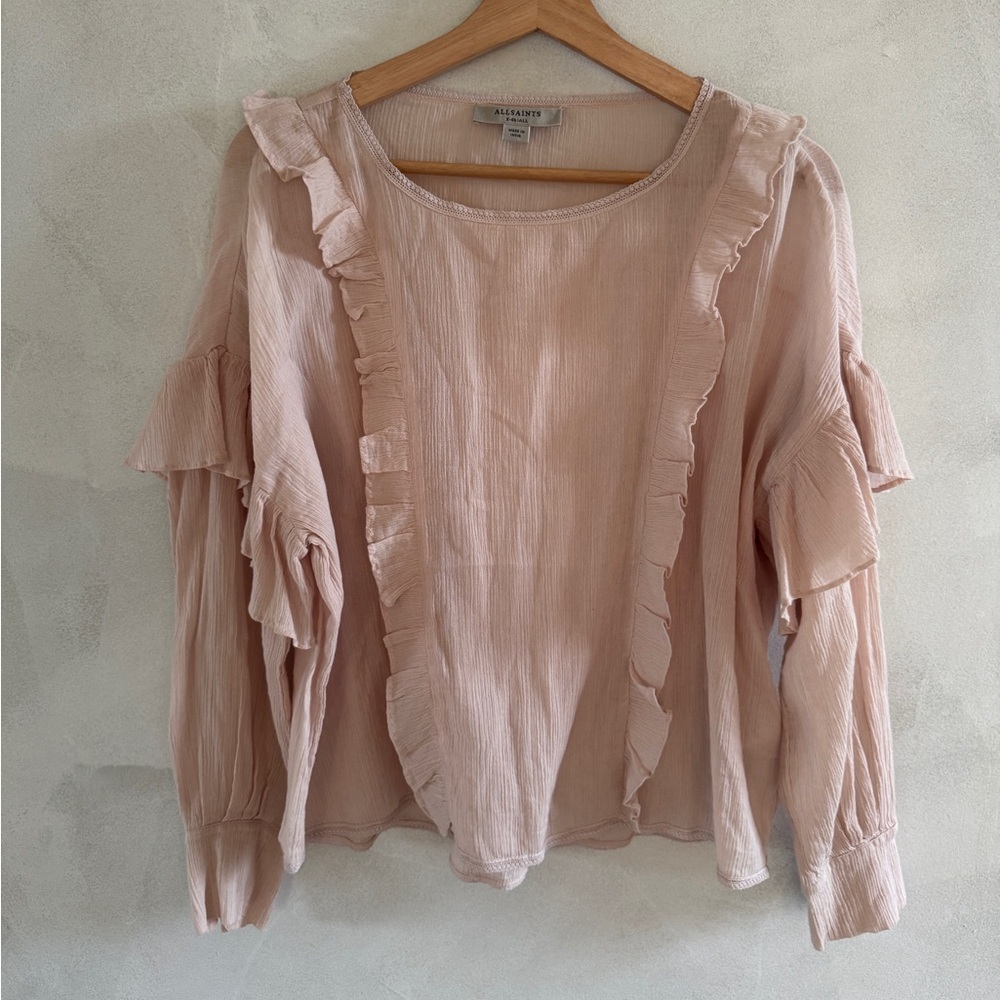 All Saints Light Pink Ruffled Blouse